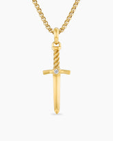 Sword Amulet in 18K Yellow Gold with Diamond, 45mm